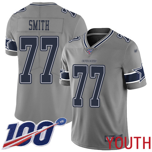 Youth Dallas Cowboys Limited Gray Tyron Smith #77 100th Season Inverted Legend NFL Jersey->youth nfl jersey->Youth Jersey